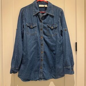 Dressbarn Blue Cotton Jean Shirt